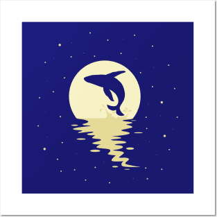 whale jumping to the moon Posters and Art